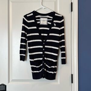 Abercrombie & Fitch 90s y2k preppy button up 3/4 sleeve stretch cardigan Small